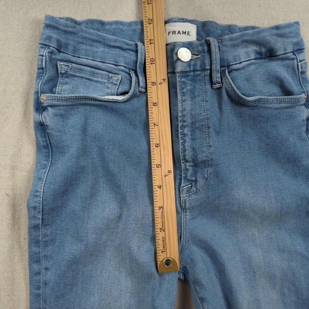 Frame Jeans Womens 28 Blue Le Super High Mini Boot Cut Stretch Split Cuff - Picture 9 of 16